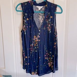 Market & Spruce | Womens Sleeveless Floral Notch Neck Blouse Size Large EUC